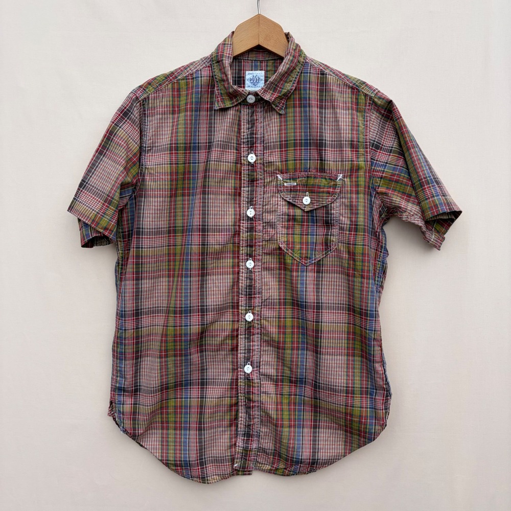Post O Alls Shirt Mens S Madras Plaid Short Sleeve Button Down Workwear USA‎